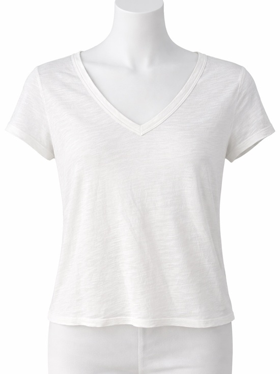 Banana Republic Tops - Banana Republic White V-Neck Short Sleeve Tee - Lightweight Slub